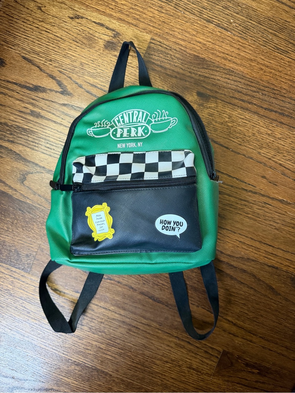 Central Perk Green Mini Backpack with Checker Pocket